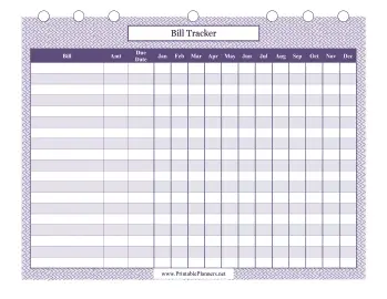 Printable Bill Tracker